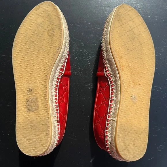 Gucci Red Leather Espadrilles - Picture 2 of 14